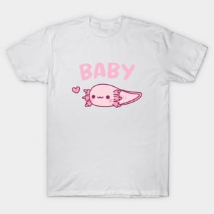 Cute Pink Baby Axolotl Larva Doodle T-Shirt